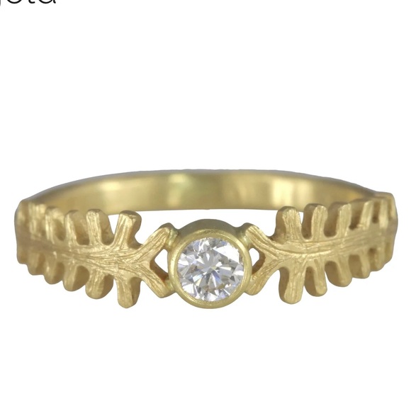Fern Dell Diamond Solitaire Ring in solid 14k gold by Sarah Swell